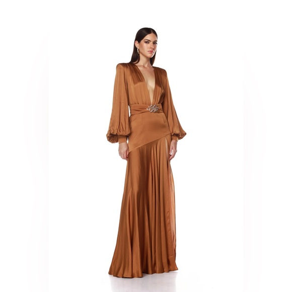 NWOT BRONX AND BANCO Carmen Maxi Dress in Copper GOLD - Picture 8 of 17